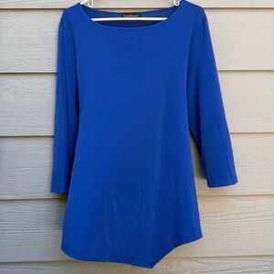 Travel Elements L Scoop Neck Blouse Women Royal Blue Poly Blend Packable Comfy